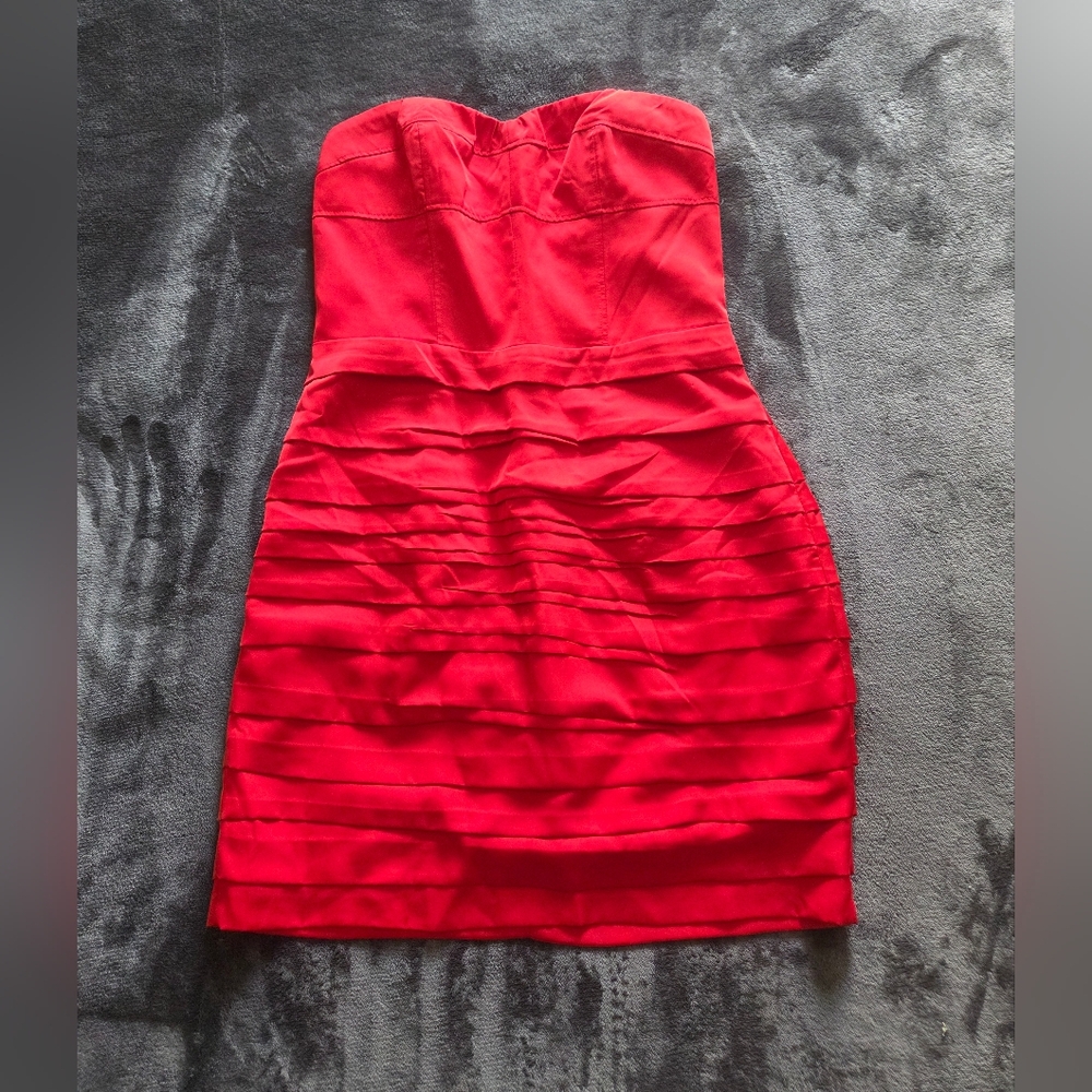 Express Red Strapless Dress